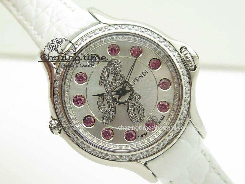 Thermal Crazy Carats V6F 1:1 Best Edition Diamonds Bezel White Dial On White Leather Strap Swiss Quartz 6602