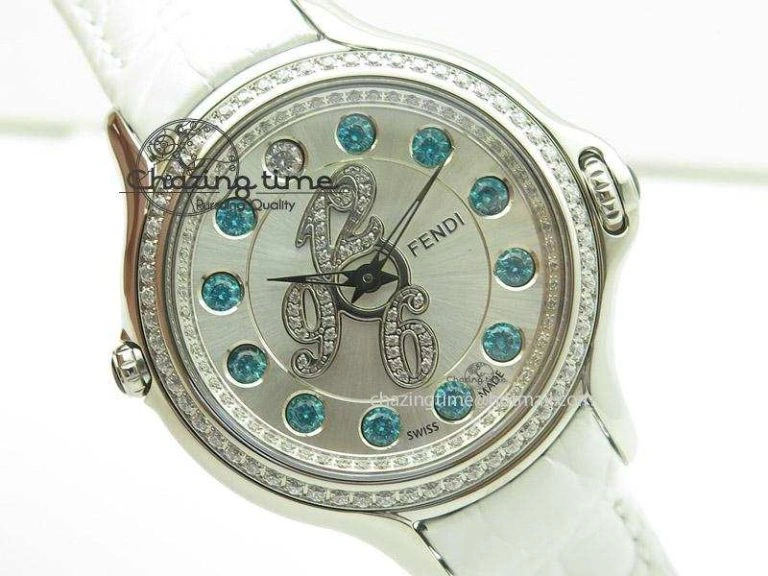 Thermal Crazy Carats V6F 1:1 Best Edition Diamonds Bezel White Dial On White Leather Strap Swiss Quartz 6602