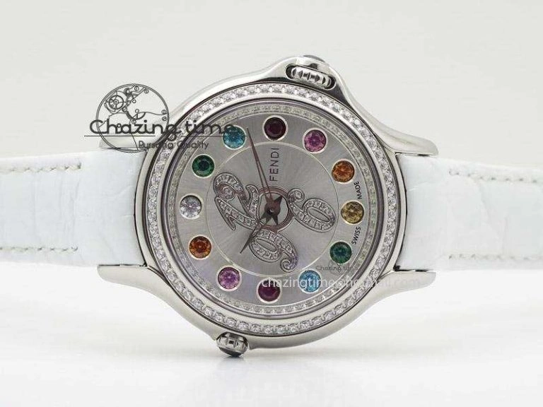 Thermal Crazy Carats V6F 1:1 Best Edition Diamonds Bezel White Dial On White Leather Strap Swiss Quartz 6602