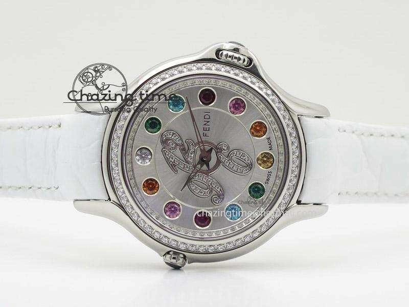 Thermal Crazy Carats V6F 1:1 Best Edition Diamonds Bezel White Dial On White Leather Strap Swiss Quartz 6602
