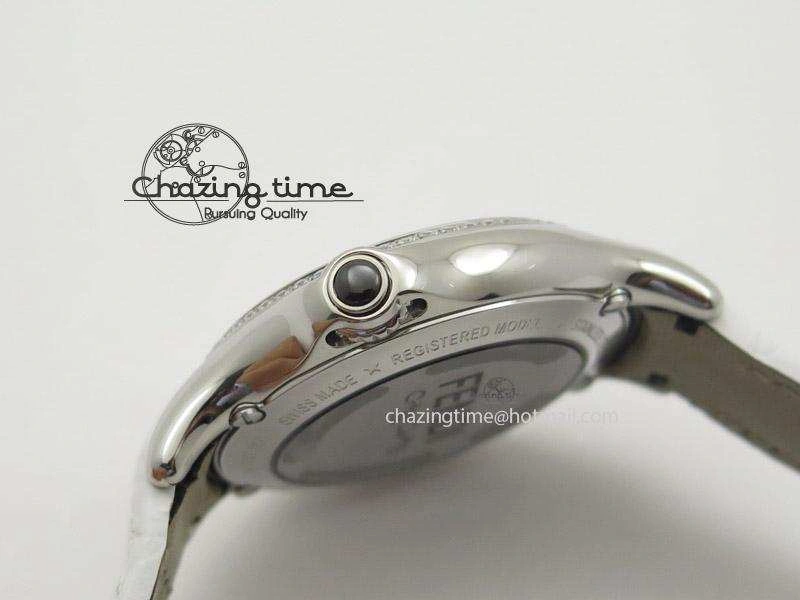 Thermal Crazy Carats V6F 1:1 Best Edition Diamonds Bezel White Dial On White Leather Strap Swiss Quartz 6602