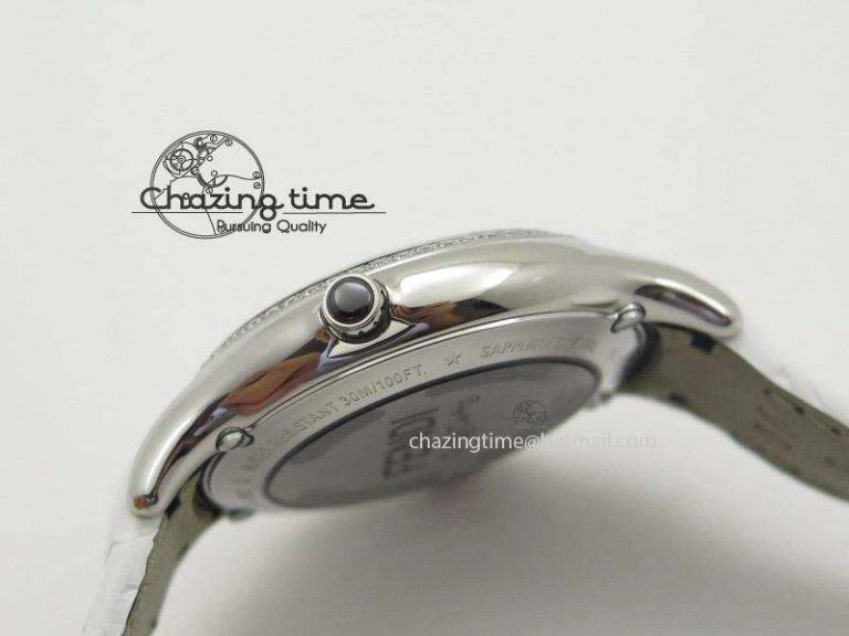 Thermal Crazy Carats V6F 1:1 Best Edition Diamonds Bezel White Dial On White Leather Strap Swiss Quartz 6602