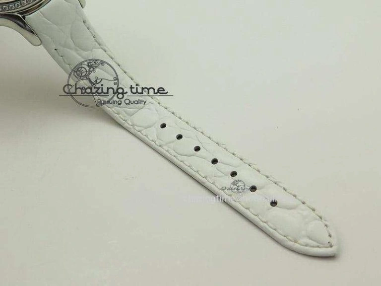Thermal Crazy Carats V6F 1:1 Best Edition Diamonds Bezel White Dial On White Leather Strap Swiss Quartz 6602