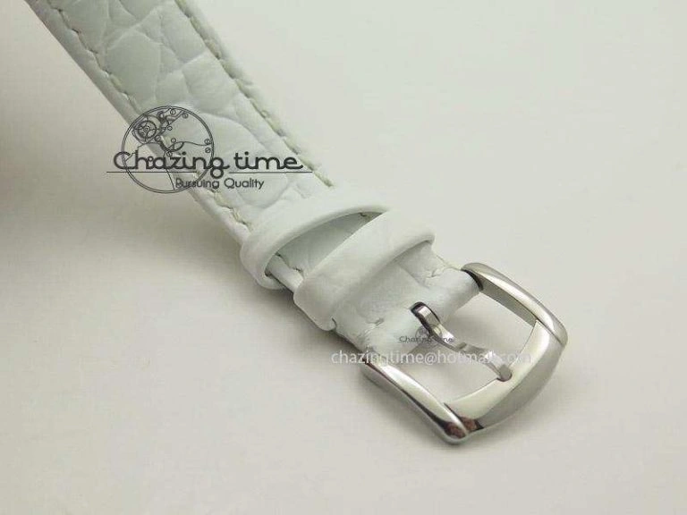 Thermal Crazy Carats V6F 1:1 Best Edition Diamonds Bezel White Dial On White Leather Strap Swiss Quartz 6602