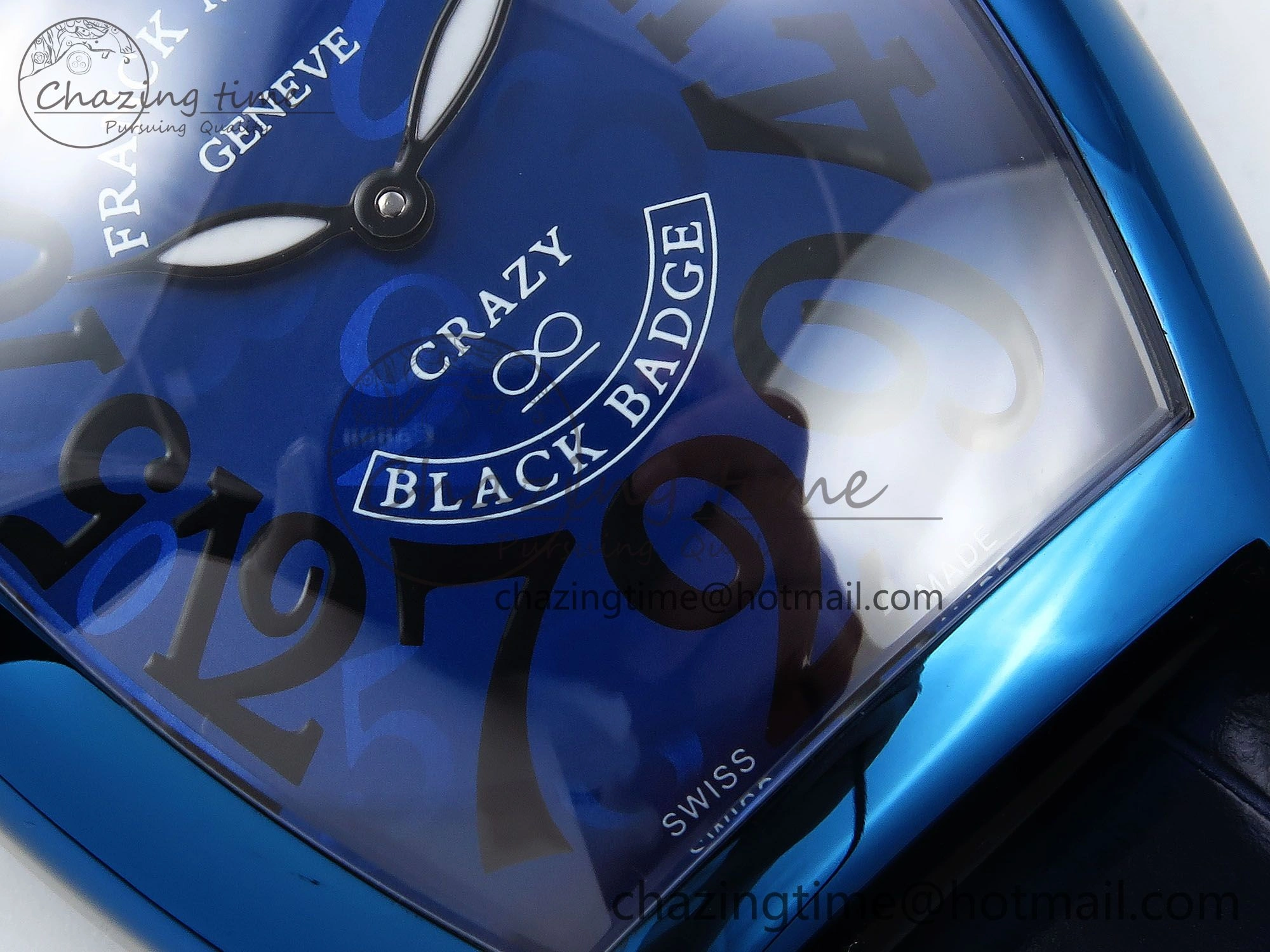 EyeCatching Crazy Hours Blue PVD TWF Best Edition Blue Dial on Blue Leather Strap A23J 6495