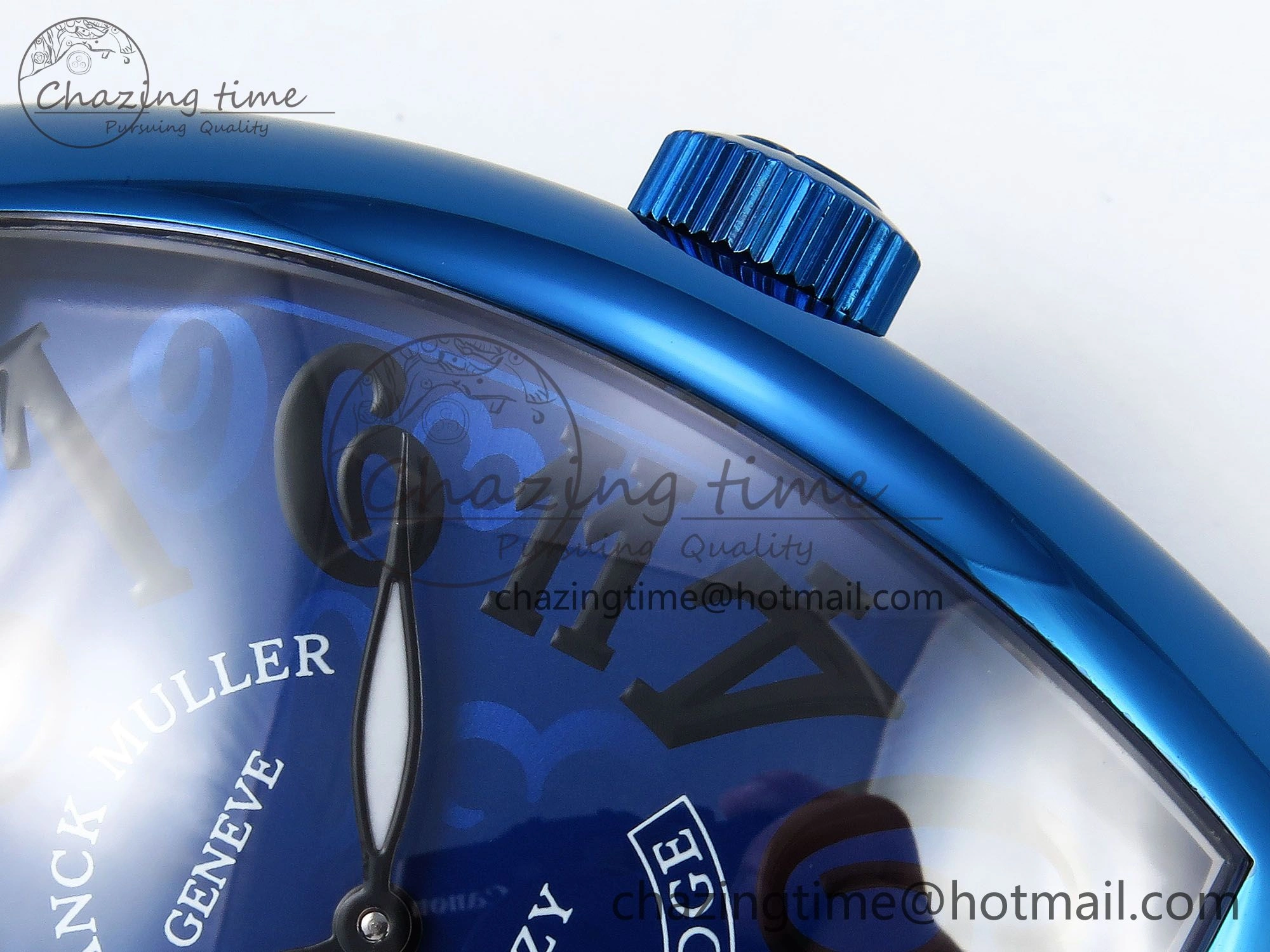 EyeCatching Crazy Hours Blue PVD TWF Best Edition Blue Dial on Blue Leather Strap A23J 6495