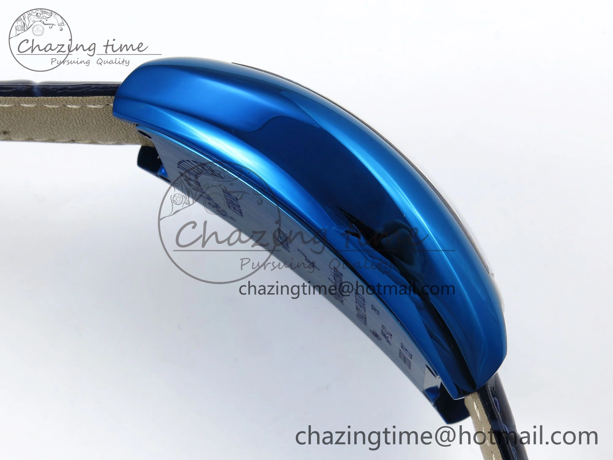 EyeCatching Crazy Hours Blue PVD TWF Best Edition Blue Dial on Blue Leather Strap A23J 6495