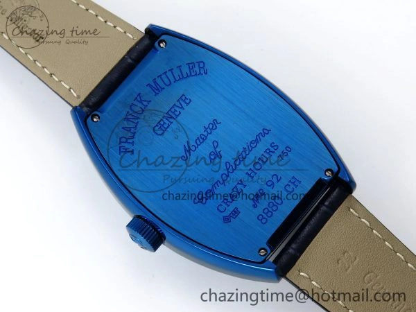 EyeCatching Crazy Hours Blue PVD TWF Best Edition Blue Dial on Blue Leather Strap A23J 6495
