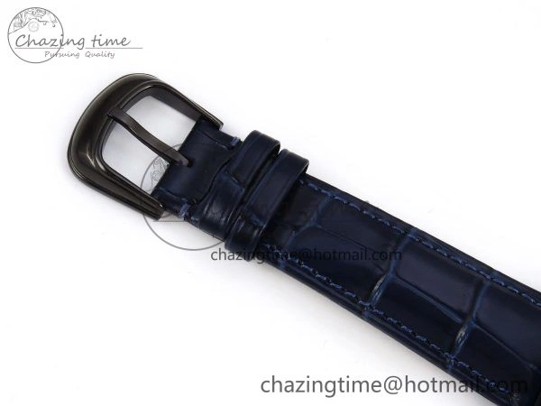 WrinkleFree Crazy Hours Blue PVD TWF Best Edition White Dial on Blue Leather Strap A23J 6494