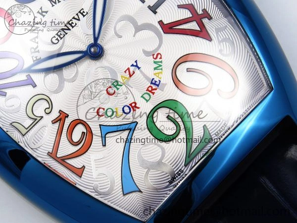 WrinkleFree Crazy Hours Blue PVD TWF Best Edition White Dial on Blue Leather Strap A23J 6494