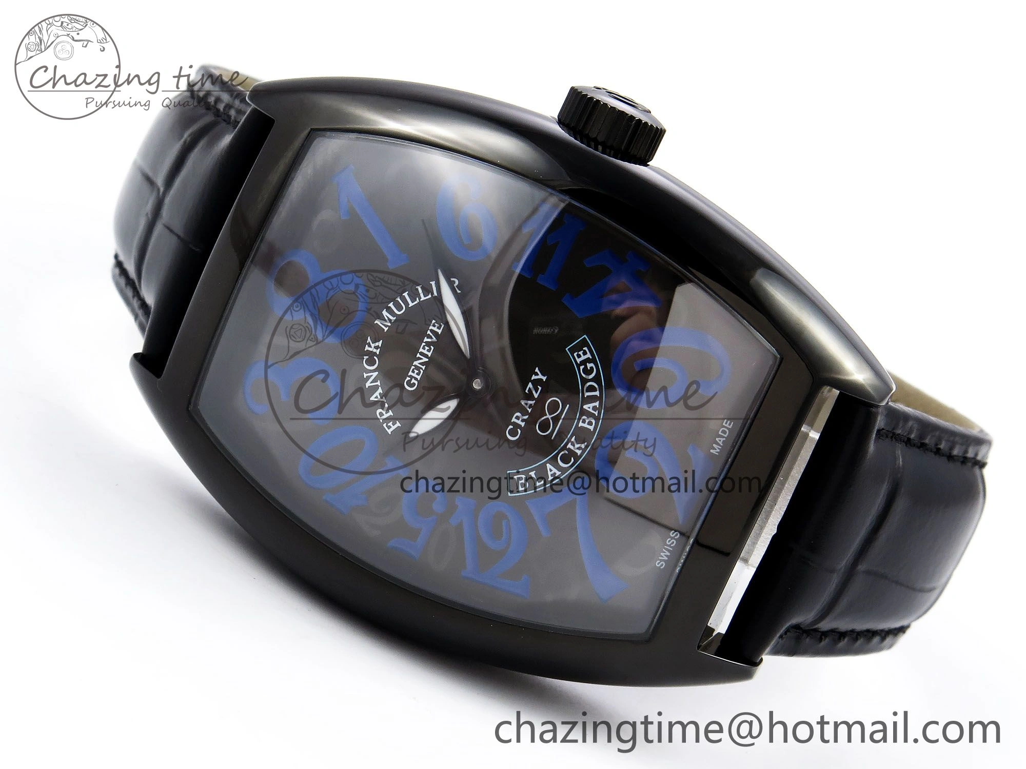 Colorful Crazy Hours PVD TWF Best Edition Gray Dial on Black Leather Strap A23J 6493