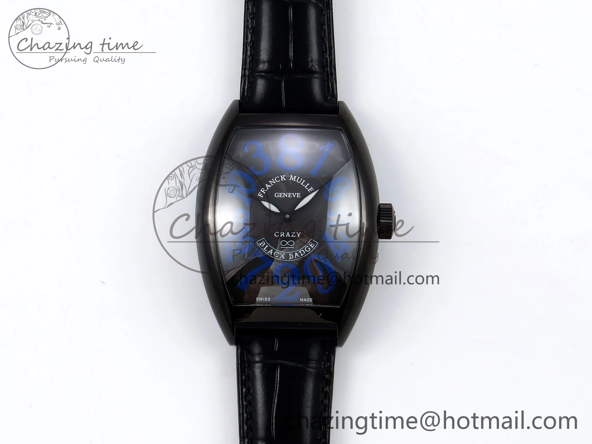 Colorful Crazy Hours PVD TWF Best Edition Gray Dial on Black Leather Strap A23J 6493