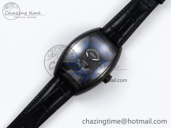 Colorful Crazy Hours PVD TWF Best Edition Gray Dial on Black Leather Strap A23J 6493