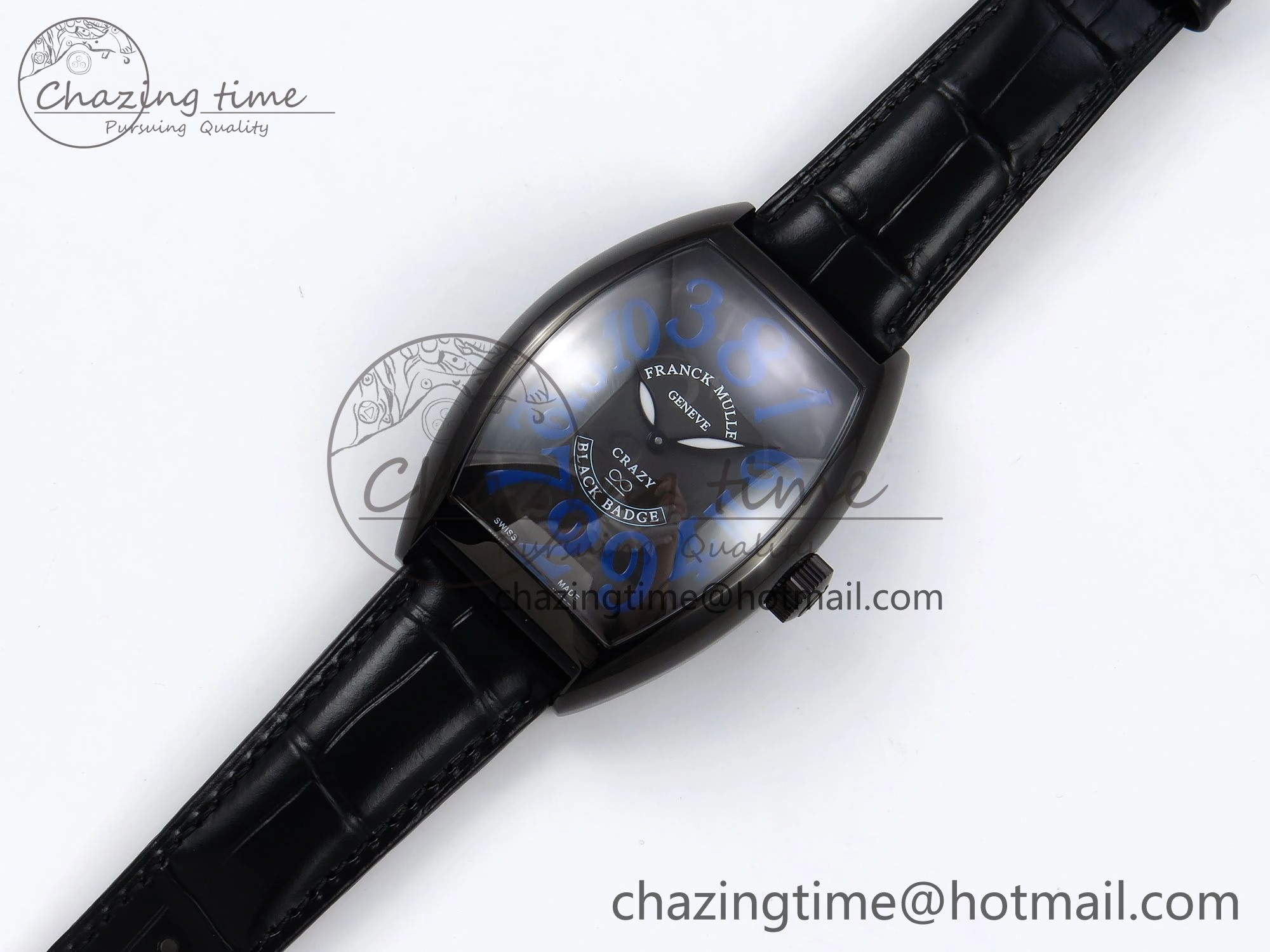 Colorful Crazy Hours PVD TWF Best Edition Gray Dial on Black Leather Strap A23J 6493