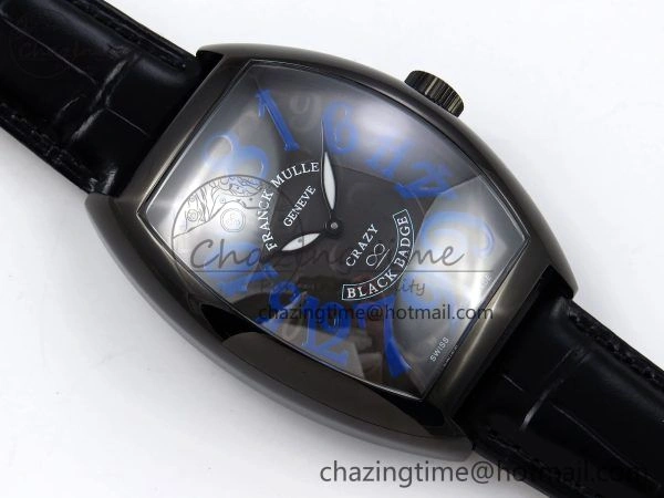 Colorful Crazy Hours PVD TWF Best Edition Gray Dial on Black Leather Strap A23J 6493