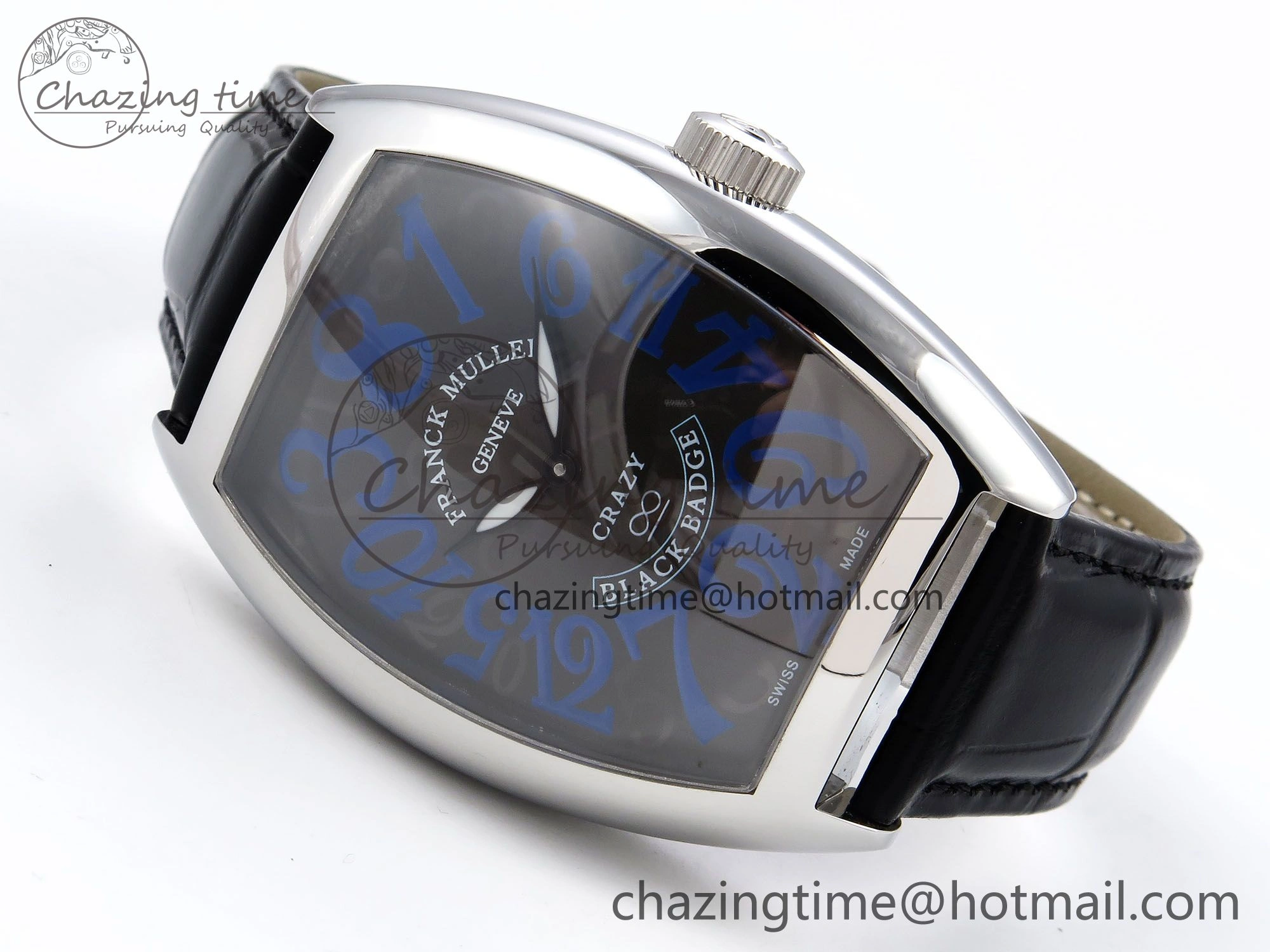 RelaxedFit Crazy Hours PVD TWF Best Edition Gray Dial on Black Leather Strap A23J 6489