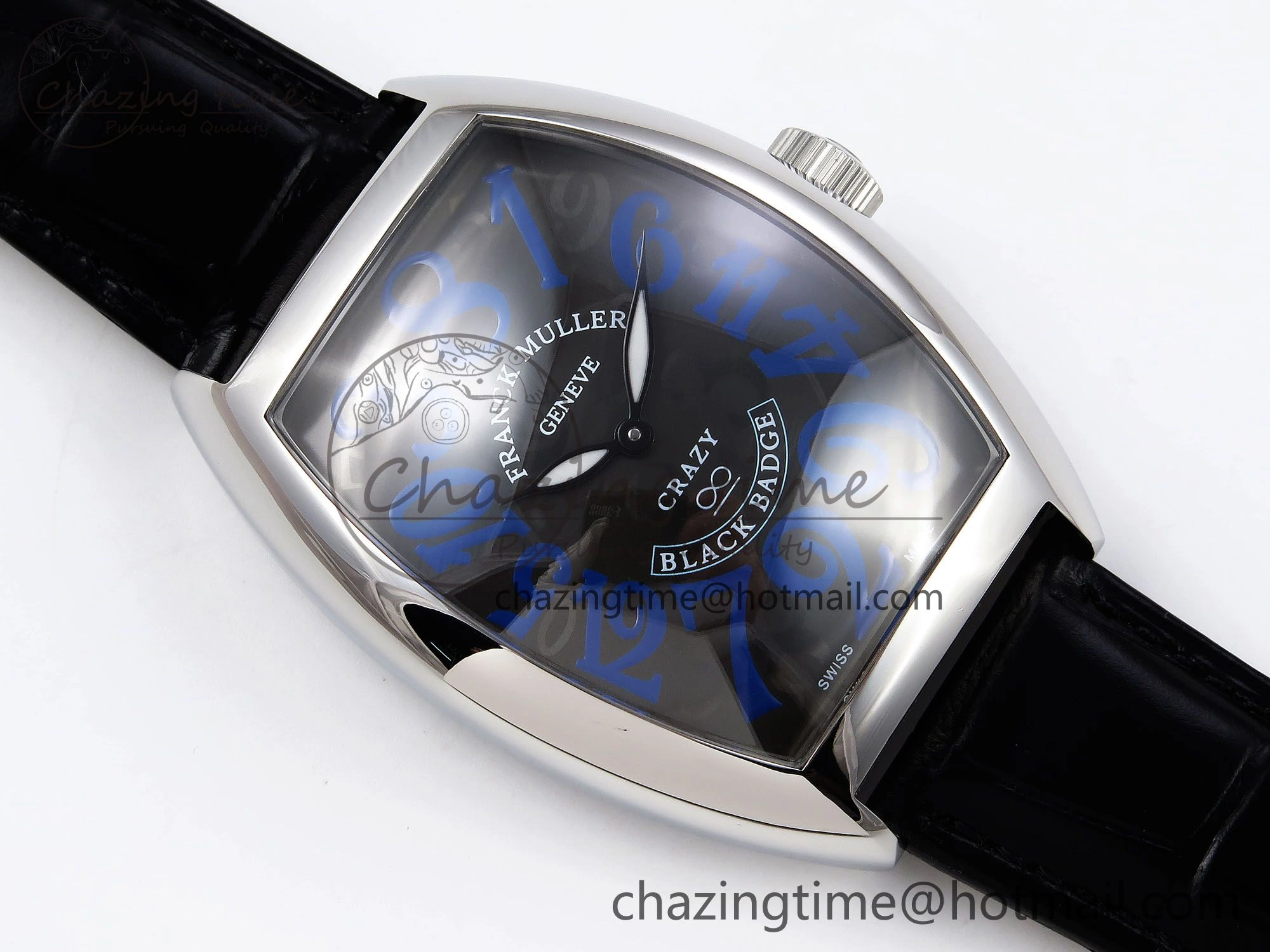 RelaxedFit Crazy Hours PVD TWF Best Edition Gray Dial on Black Leather Strap A23J 6489