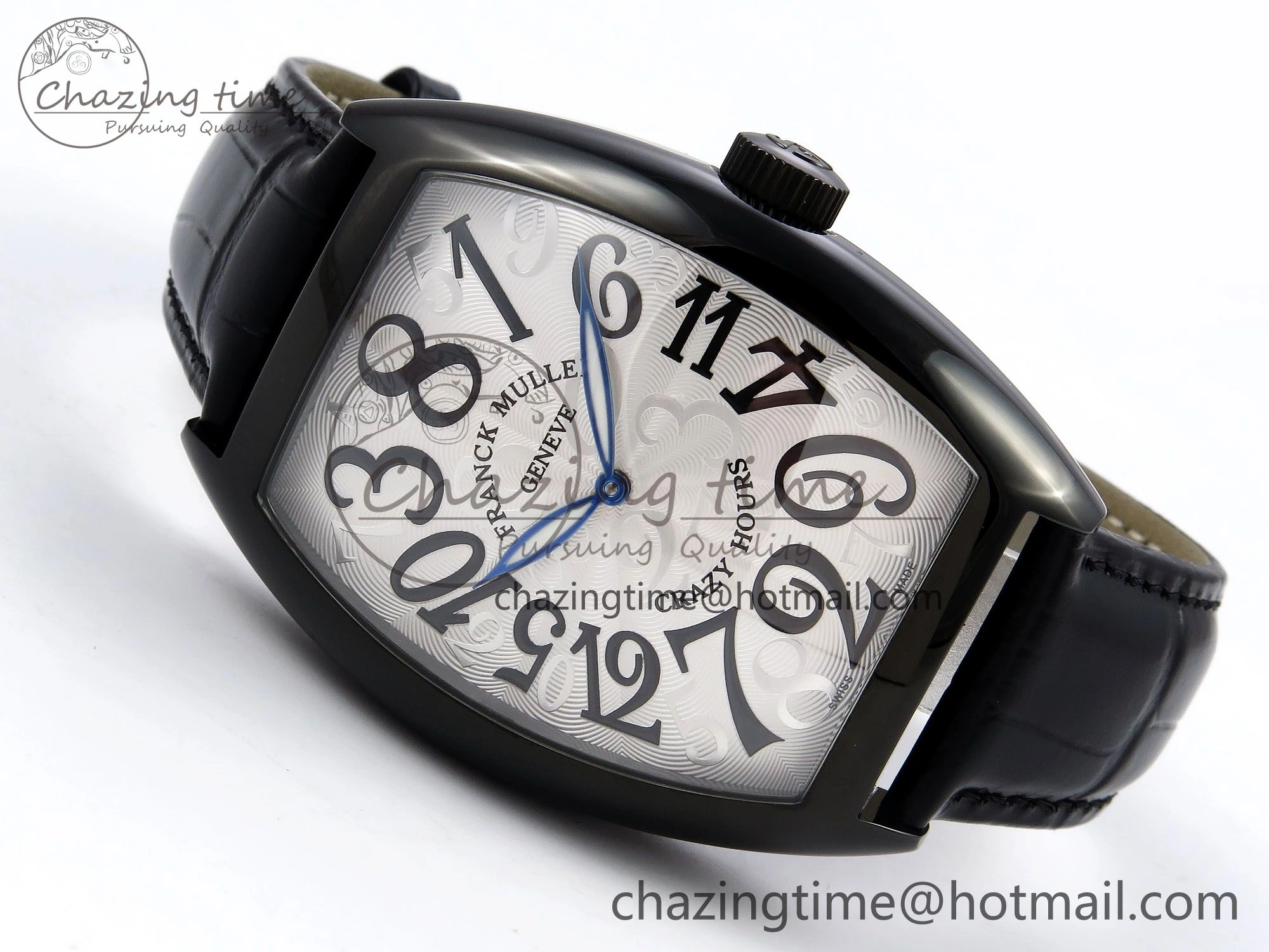 Crazy Hours PVD TWF Best Edition White Dial on Black Leather Strap A23J ZeroBulk 6492