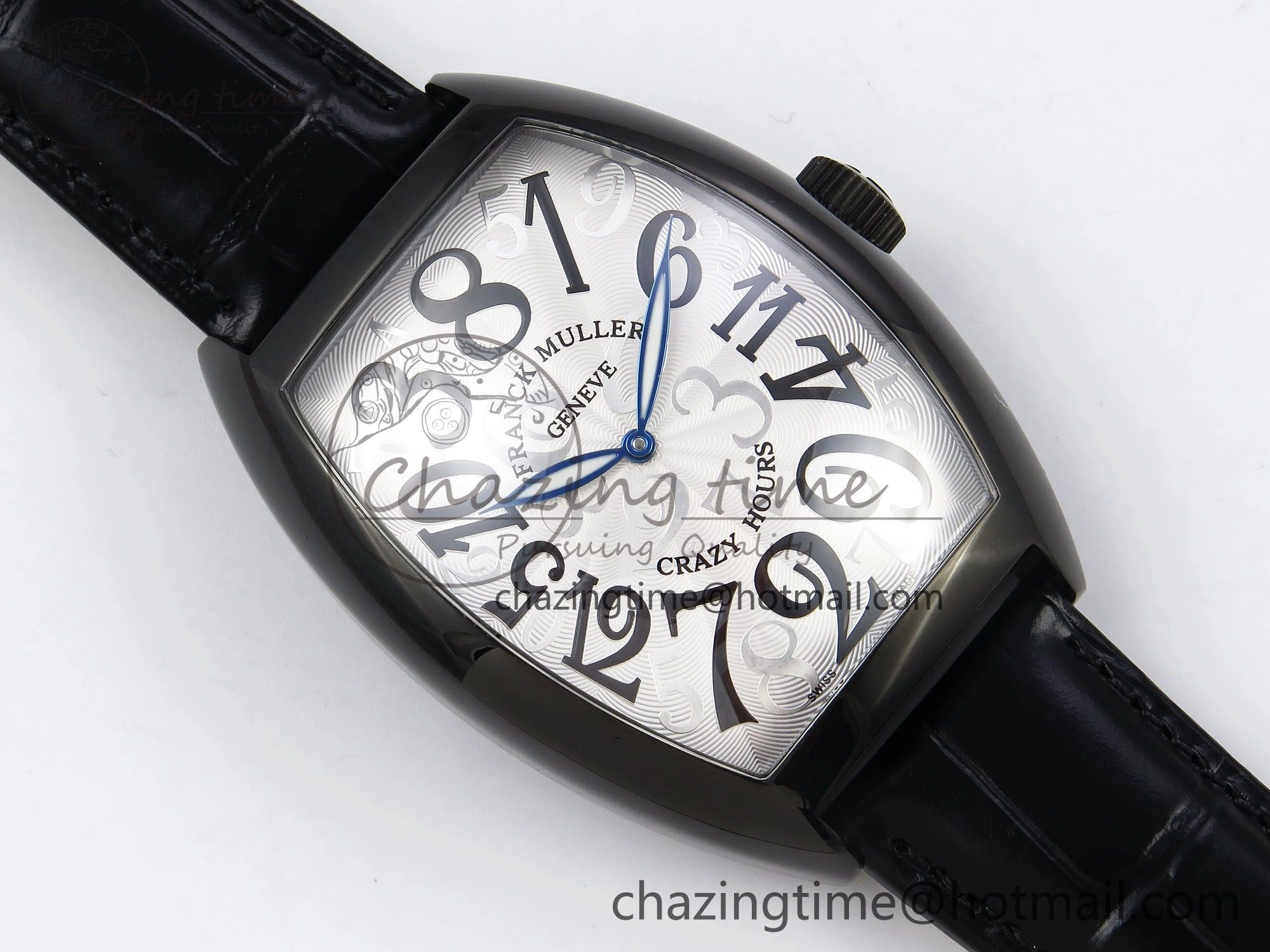 Crazy Hours PVD TWF Best Edition White Dial on Black Leather Strap A23J ZeroBulk 6492