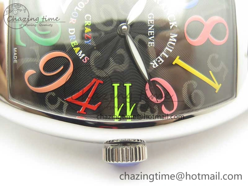 Unique Crazy Hours Real Jumping Hour SS ABF Black Dial  Markers on Black Leather Strap A23J 6575
