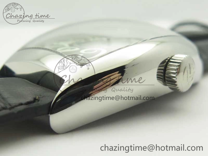 Crazy Hours Real Jumping Hour SS ABF Black Dial White Markers on Black Leather Strap A23J GoodFit 6576