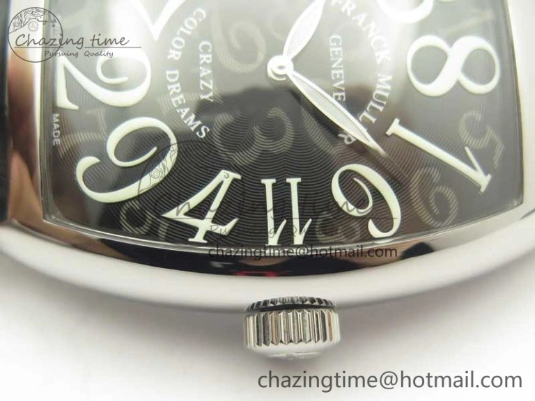 Crazy Hours Real Jumping Hour SS ABF Black Dial White Markers on Black Leather Strap A23J GoodFit 6576