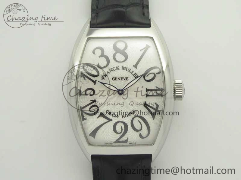 FastDry Crazy Hours Real Jumping Hour SS ABF White Dial Black Markers on Black Leather Strap A23J 6577