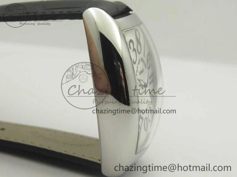 FastDry Crazy Hours Real Jumping Hour SS ABF White Dial Black Markers on Black Leather Strap A23J 6577