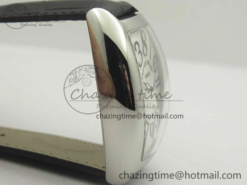 FastDry Crazy Hours Real Jumping Hour SS ABF White Dial Black Markers on Black Leather Strap A23J 6577