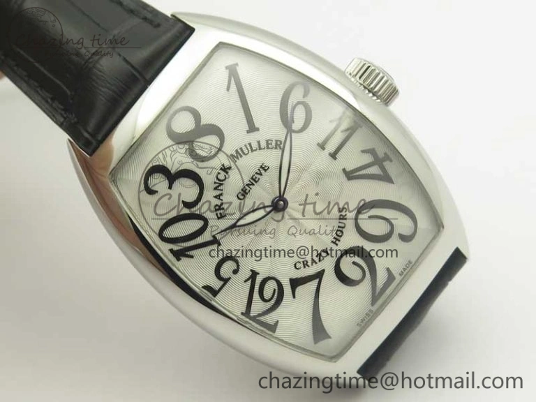 FastDry Crazy Hours Real Jumping Hour SS ABF White Dial Black Markers on Black Leather Strap A23J 6577