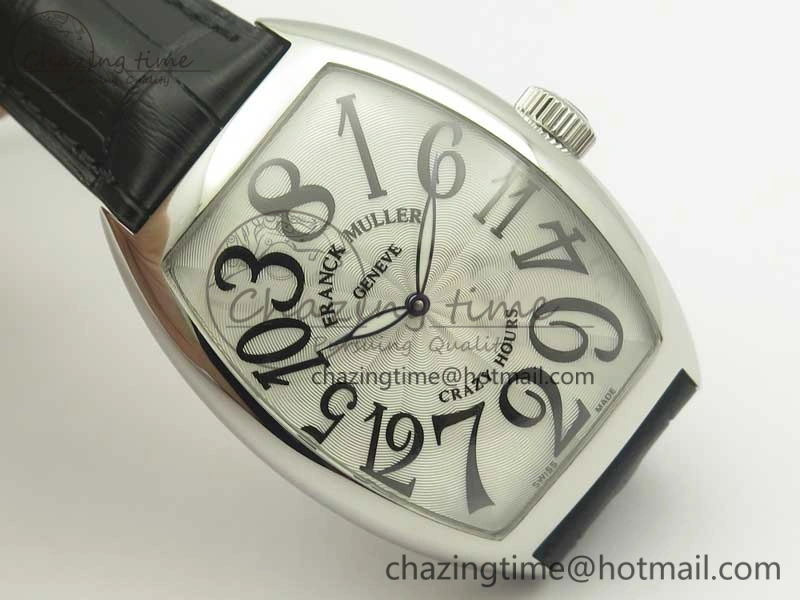 FastDry Crazy Hours Real Jumping Hour SS ABF White Dial Black Markers on Black Leather Strap A23J 6577