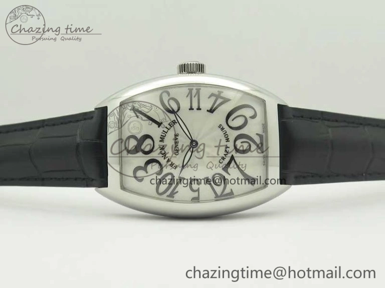 FastDry Crazy Hours Real Jumping Hour SS ABF White Dial Black Markers on Black Leather Strap A23J 6577