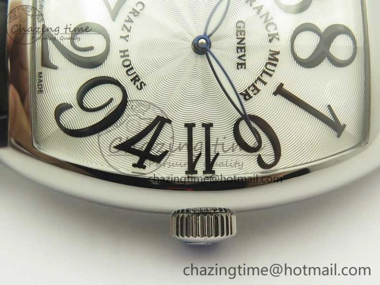 FastDry Crazy Hours Real Jumping Hour SS ABF White Dial Black Markers on Black Leather Strap A23J 6577