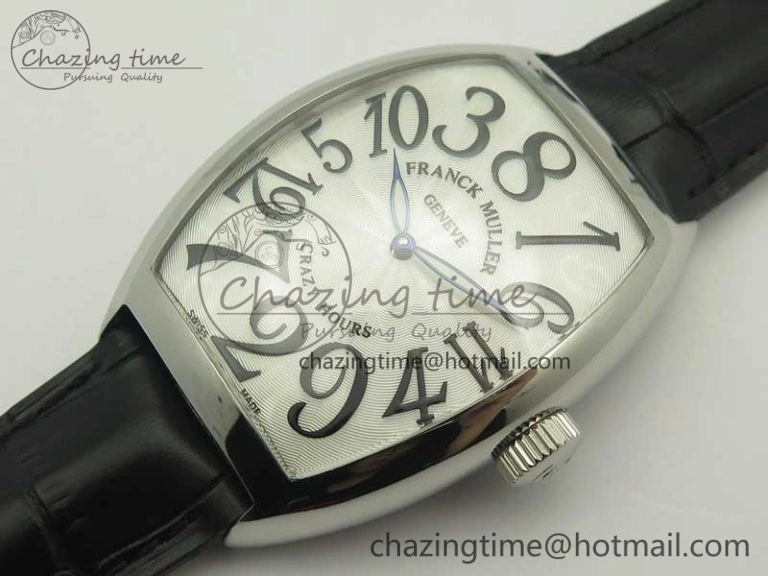 FastDry Crazy Hours Real Jumping Hour SS ABF White Dial Black Markers on Black Leather Strap A23J 6577