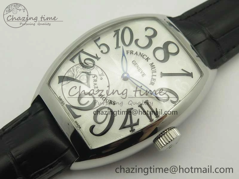 FastDry Crazy Hours Real Jumping Hour SS ABF White Dial Black Markers on Black Leather Strap A23J 6577