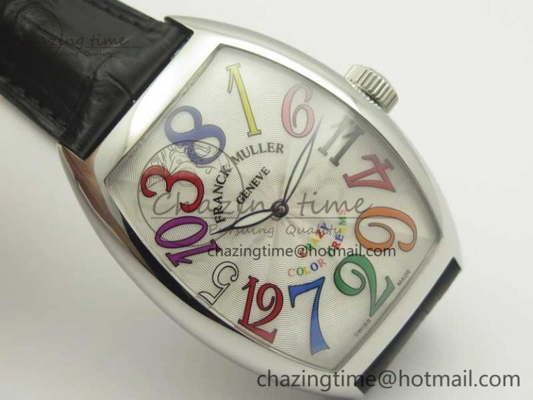 TechFriendly Crazy Hours Real Jumping Hour SS ABF White Dial  Markers on Black Leather Strap A23J 6581