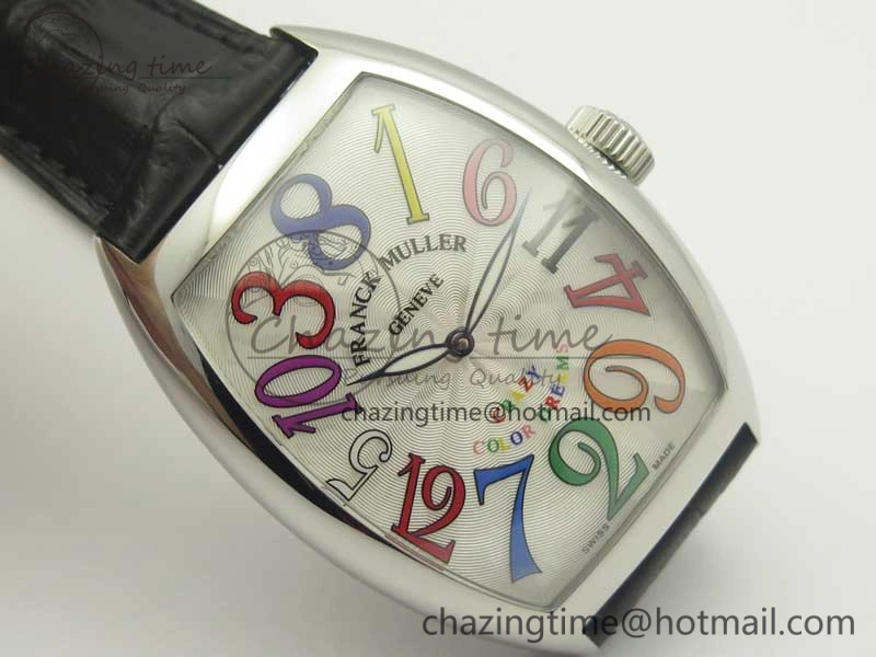 TechFriendly Crazy Hours Real Jumping Hour SS ABF White Dial  Markers on Black Leather Strap A23J 6581