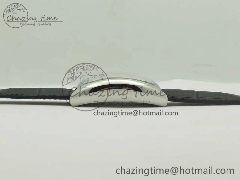 TechFriendly Crazy Hours Real Jumping Hour SS ABF White Dial  Markers on Black Leather Strap A23J 6581