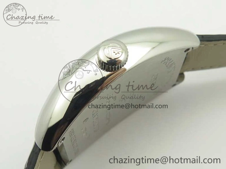 TechFriendly Crazy Hours Real Jumping Hour SS ABF White Dial  Markers on Black Leather Strap A23J 6581