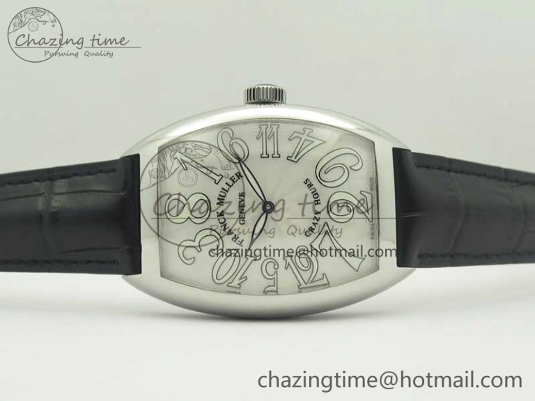 ZipUp Crazy Hours Real Jumping Hour SS ABF White Dial White Markers on Black Leather Strap A23J 6578