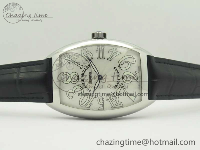 ZipUp Crazy Hours Real Jumping Hour SS ABF White Dial White Markers on Black Leather Strap A23J 6578