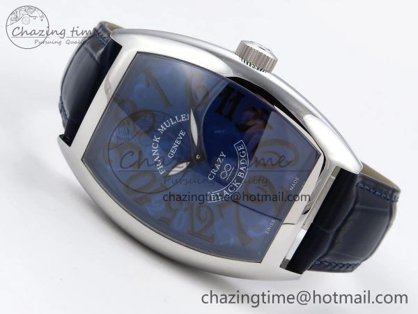 Crazy Hours SS TWF Best Edition Blue Dial on Blue Leather Strap A23J Efficient 6491