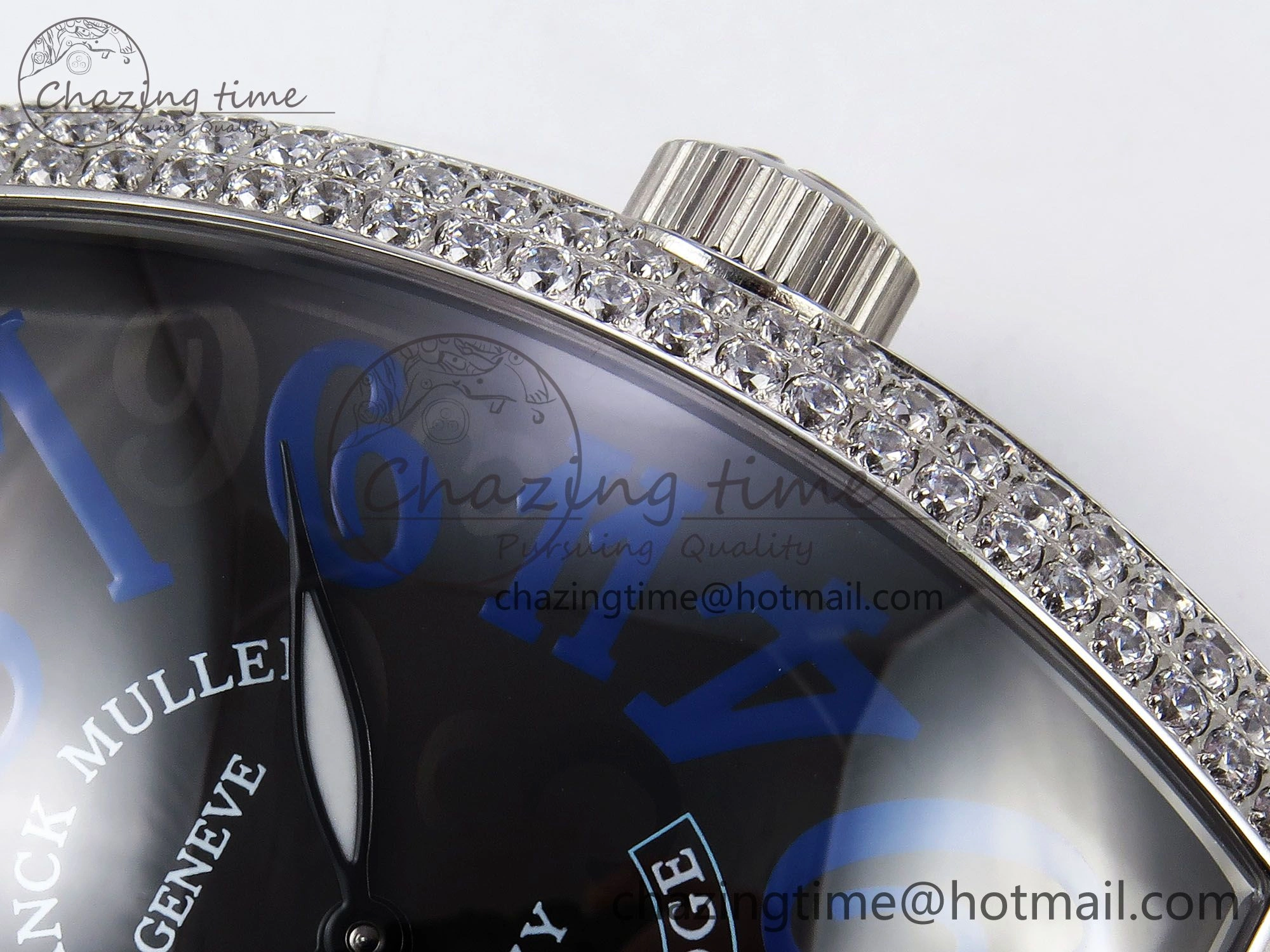 Neat Crazy Hours SS TWF Best Edition Gray Dial Diamonds Bezel on Black Leather Strap A23J 6490