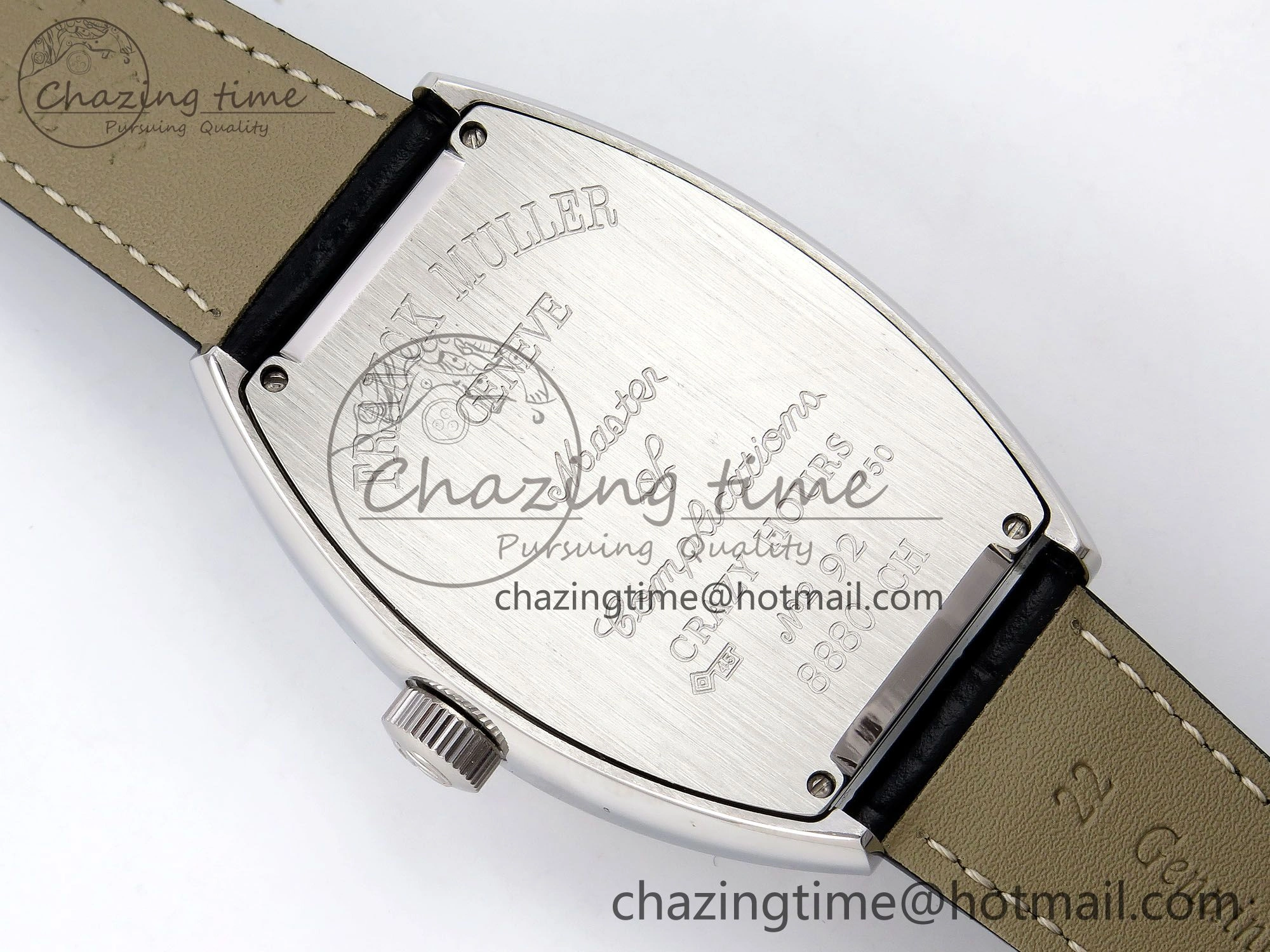 Neat Crazy Hours SS TWF Best Edition Gray Dial Diamonds Bezel on Black Leather Strap A23J 6490