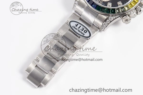 ModernLook Custom Daytona 116520 RBOW Rainbow Clean Best Edition Black Dial on SS Bracelet SA 10859