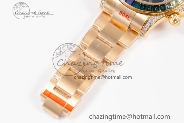 FreshLook Custom Daytona 116595 RBOW Rainbow Clean Best Edition Black RG Dial on RG Bracelet SA 10861