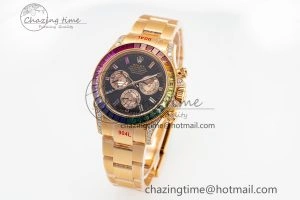 FreshLook Custom Daytona 116595 RBOW Rainbow Clean Best Edition Black RG Dial on RG Bracelet SA 10861