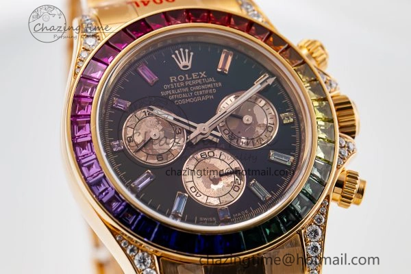 FreshLook Custom Daytona 116595 RBOW Rainbow Clean Best Edition Black RG Dial on RG Bracelet SA 10861