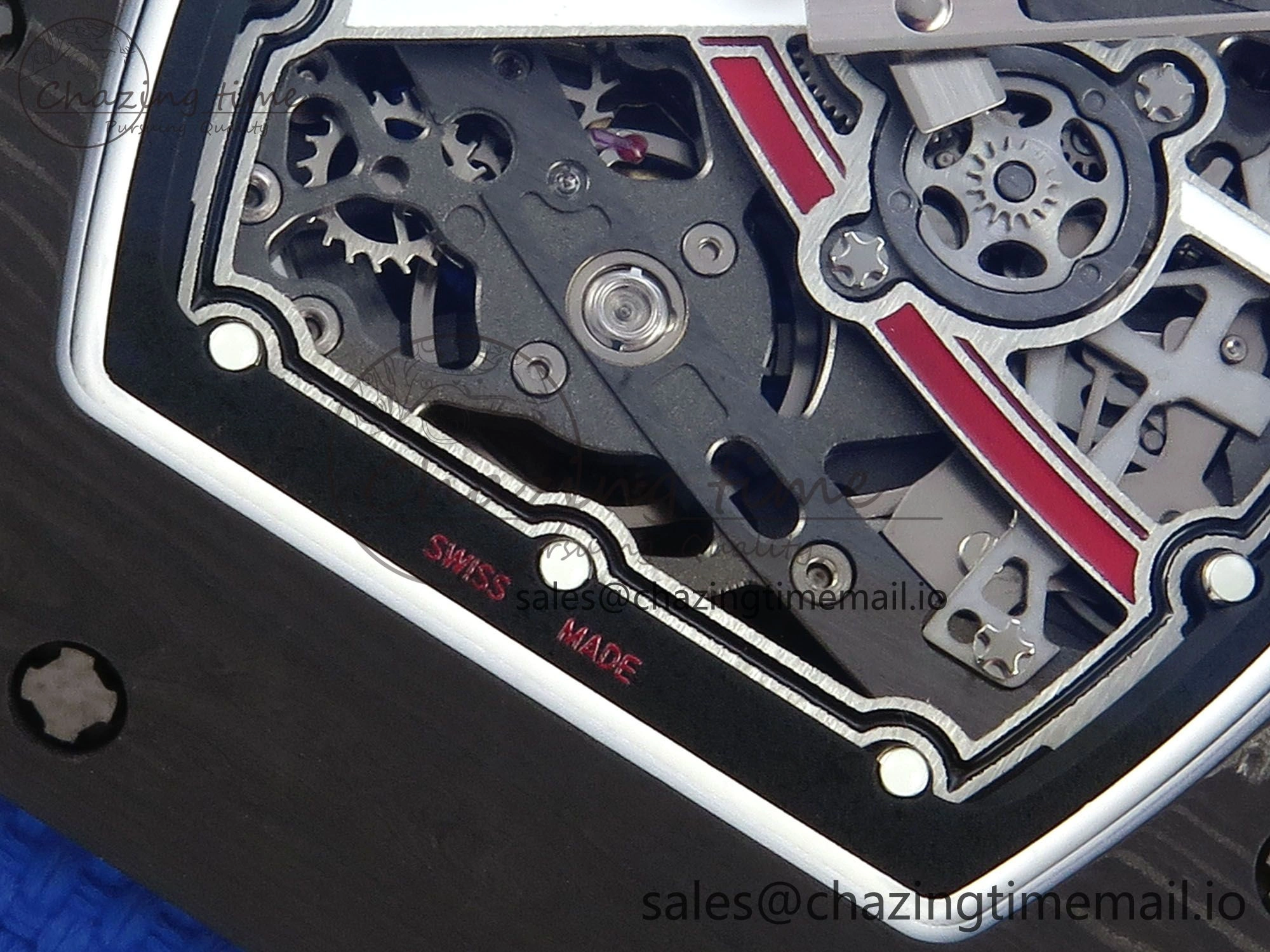 OdorResistant Custom Made RM67-02 Black NTPT France Dial on Blue Nylon strap CRMA7 Clone 10833