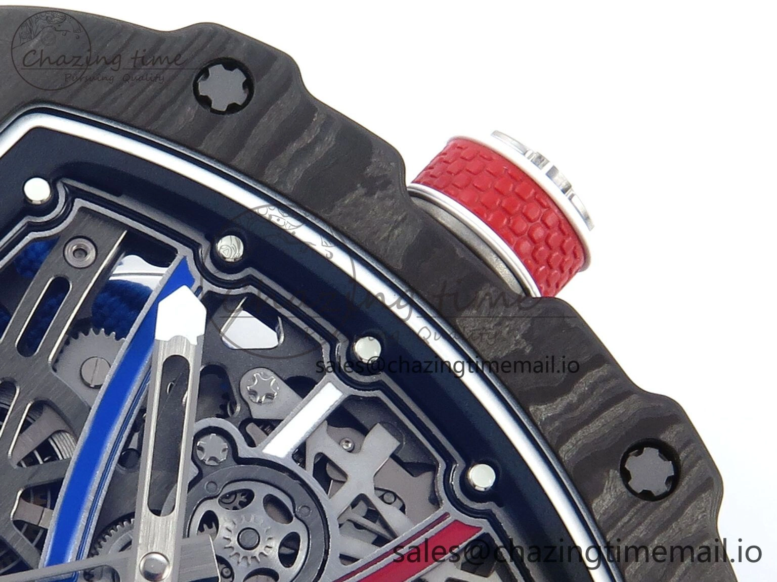 OdorResistant Custom Made RM67-02 Black NTPT France Dial on Blue Nylon strap CRMA7 Clone 10833